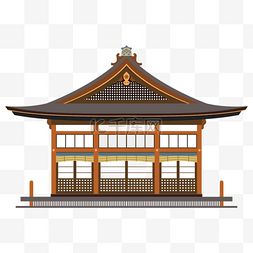 手绘日本传统风格寺庙建筑