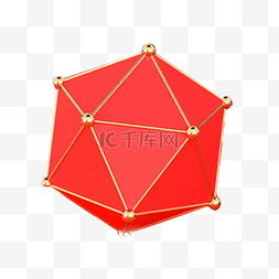 红色立体几何体元素