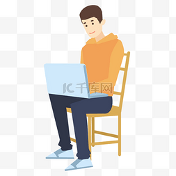 坐椅子上用电脑办公人物