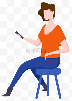 凳子上的图片_坐凳子上的卡通女孩