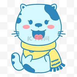 可爱动物卡通蓝色小猫咪