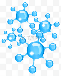 水珠水分子图片_蓝色的水分子