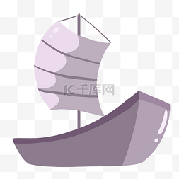 紫色帆船扬帆起航