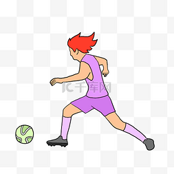 运动员踢足球插画图片_踢足球的运动员卡通插画