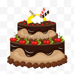 蛋糕手绘美食图片_蛋糕手绘巧克力蛋糕