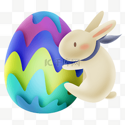 复活节彩色的蛋和兔子