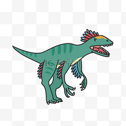 张牙舞爪的绿色恐龙插画