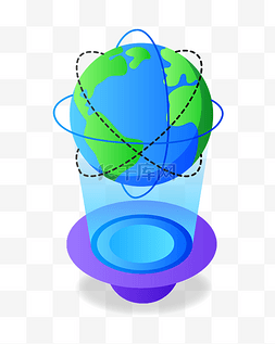 蓝色地球科技插画