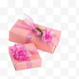 粉红色康乃馨花朵礼物盒