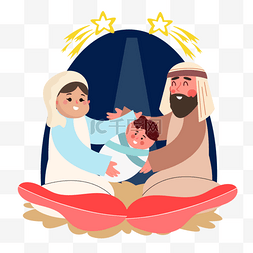 怀抱耶稣圣诞节nativity scene扁平风