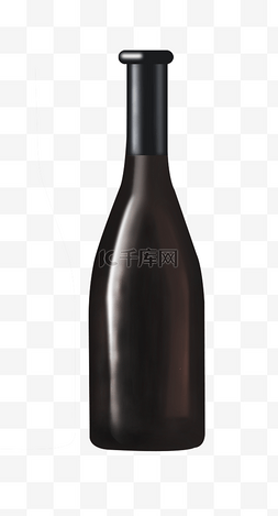 黑色玻璃酒瓶瓶插画