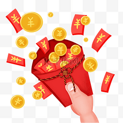 png红包雨图片_新年金币红包雨