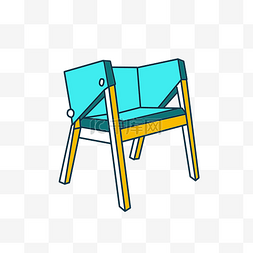 卡通蓝色家具图片_蓝色椅子装饰插画