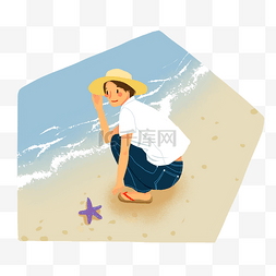 海滩遮阳帽图片_夏天海边的女生