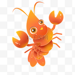 大钳子龙虾插画图片_可爱的大龙虾插图