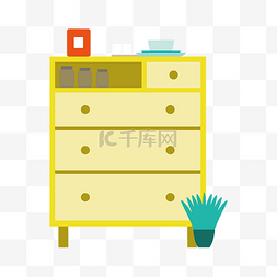 置物柜柜图片_黄色置物柜插画