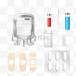 药瓶针管图片_手绘卡通医疗配件针管插画