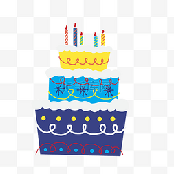 手绘三层生日蛋糕