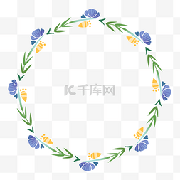 叶子环状图片_蓝色花朵花环