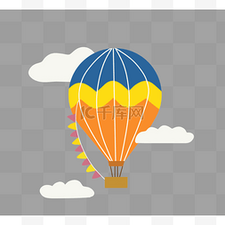 热气球彩旗图片_手绘热气球元素