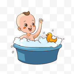卡通宝宝洗澡洗澡图片_洗澡的婴儿宝贝插画