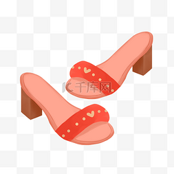 红色简约凉鞋插图
