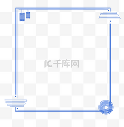 蓝色古风图片_国潮复古边框蓝色古风中国风