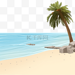 大海沙滩椰子树图片_大海海滩椰子树海景