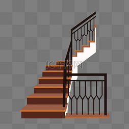 楼梯上下慢行图片_黑色栏杆楼梯插画