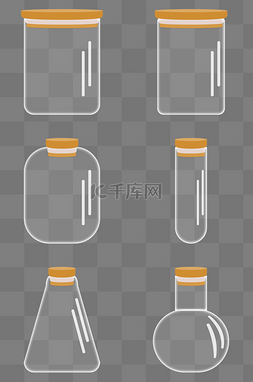 容器瓶子图片_黄色透明扁平密封瓶罐