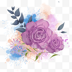 紫玫瑰图片_水彩玫瑰紫玫瑰