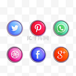 立体社交媒体图标