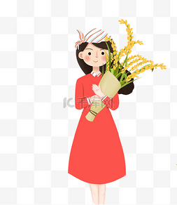 美女麦穗图片图片_美女抱着麦穗