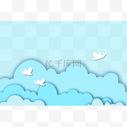 可爱白鸽图片_手绘蓝色淇淋云朵饰图