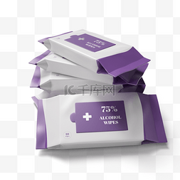 紫色消毒湿巾包装3d元素