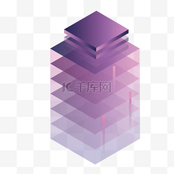 紫色建筑层次插画