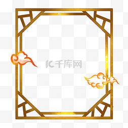 中国传统烫金图片_中国风祥云长方形窗户边框