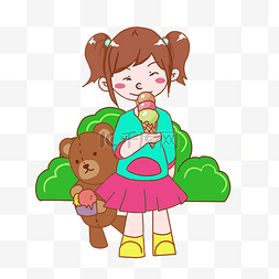 吃糖果卡通图片_儿童节吃冰淇淋的女孩