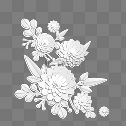 梯度向量图片_白色渐变剪纸风格玫瑰花朵