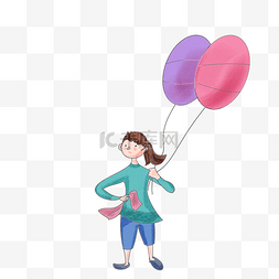 儿童节清新女孩气球