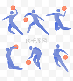 篮球运动员剪影图片_打篮球姿势图标