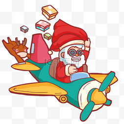 圣诞节发礼物图片_圣诞老人坐飞机发礼物