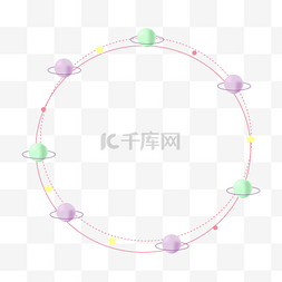 框可爱行星图片_彩色星球装饰边框