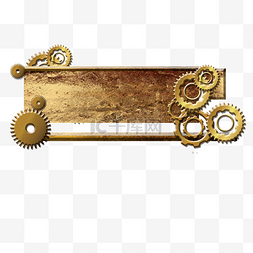 金色长方形图片_金属齿轮机械边框