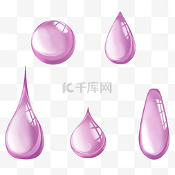 粉色雨滴图片_手绘亮透粉色液体雨滴装饰