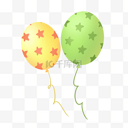 绿色黄色可爱六一儿童节星星气球