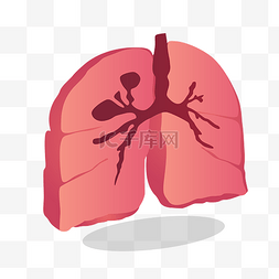 红色的肺部图片_卡通红色肺部插画