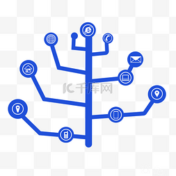 互联网科技树图片_蓝色矢量科技树