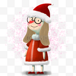 花纹圣诞帽图片_圣诞节可爱圣诞女孩