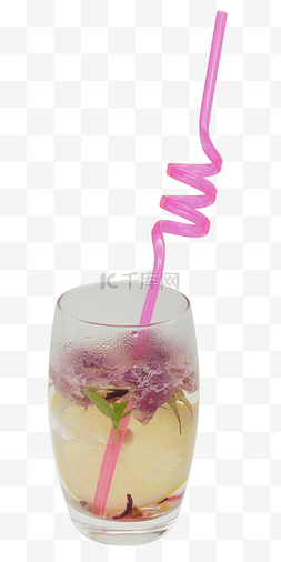 饮品柠檬水图片_紫色吸管柠檬水
